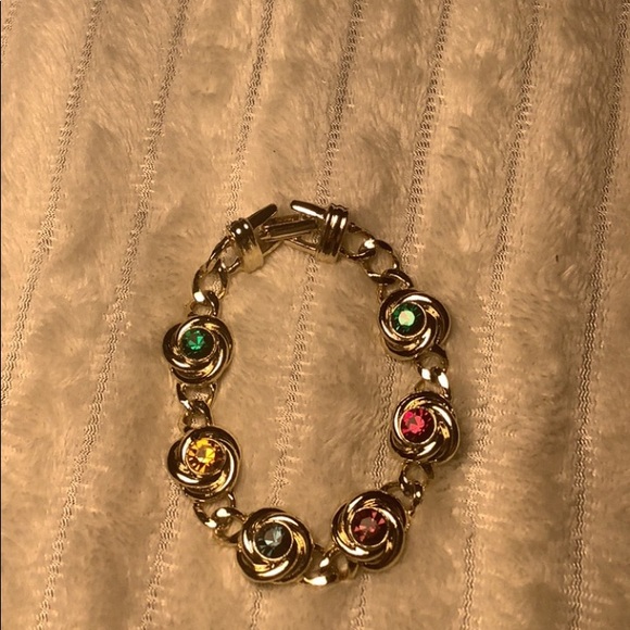 Jewelry - Unisex gold bracelet with carved colored diamonds